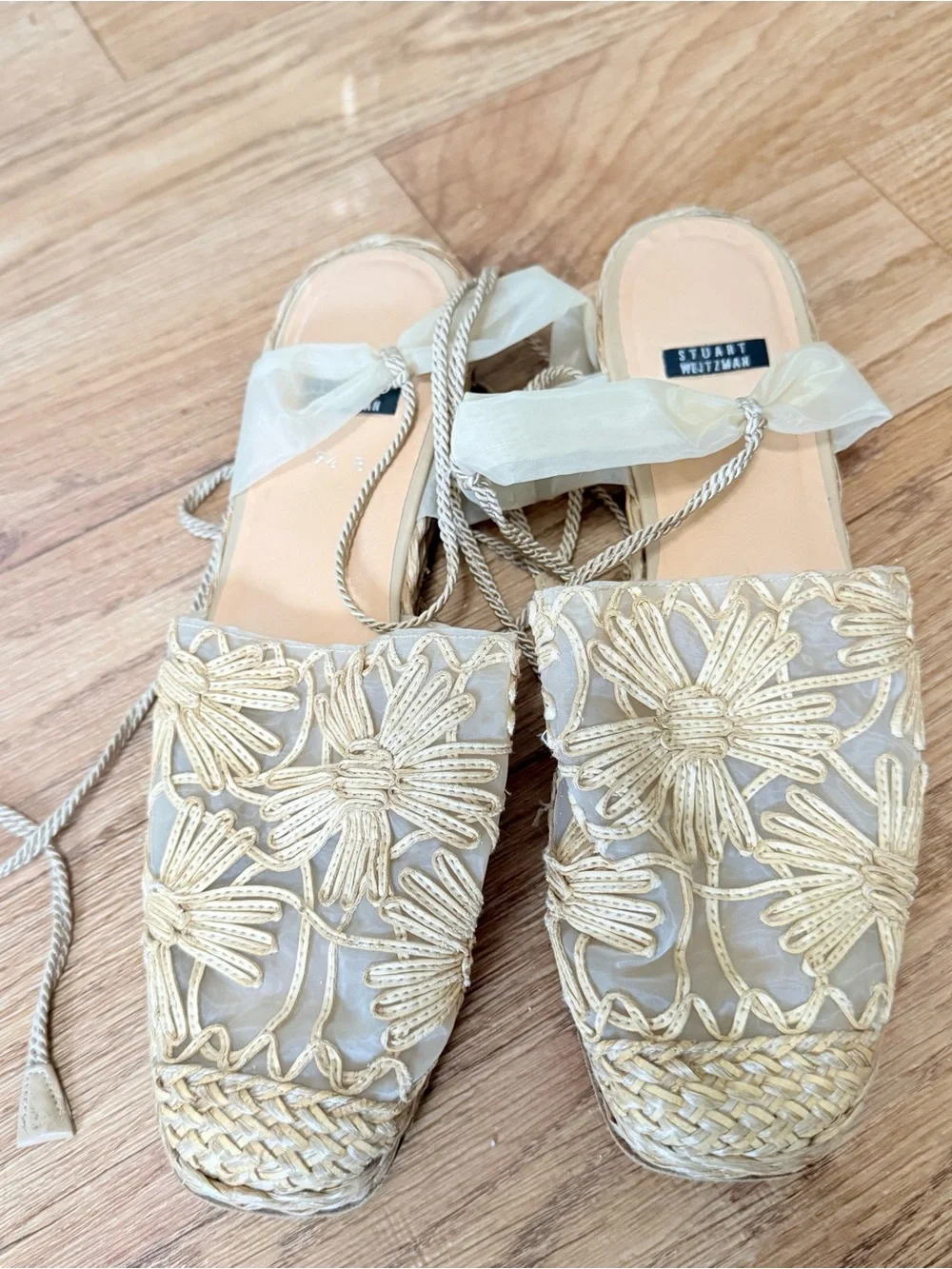 Stuart Weitzman Vintage Espadrille Lace Up Sandals
